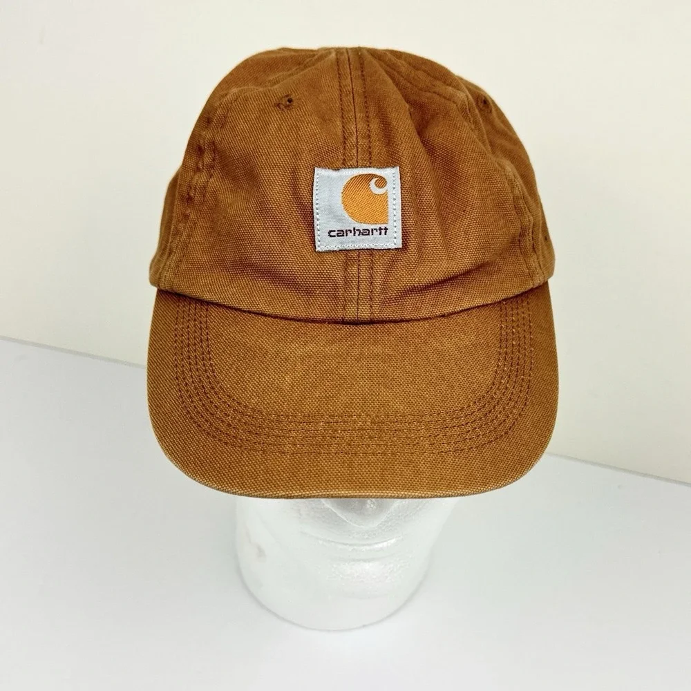 Carhartt Hat Youth Kids Adjustable Brown Canvas Logo Patch Cap Cotton