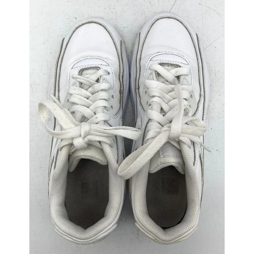 Nike Air Max 90 Sneakers Lace Up White Running Shoes US Size 4.5 Youth