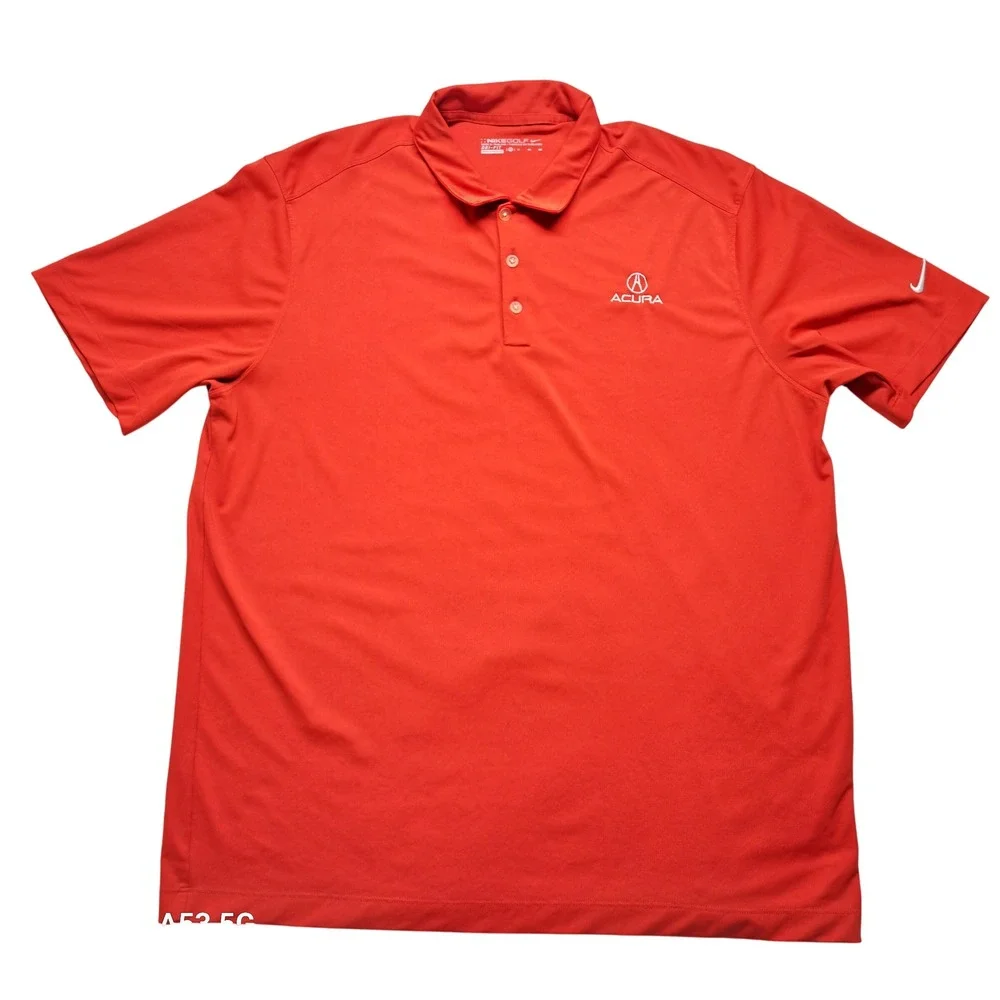 Nike Golf Polo Shirt Mens XL Red Excellent Acura Logo Dri-FIT Short Sleeve