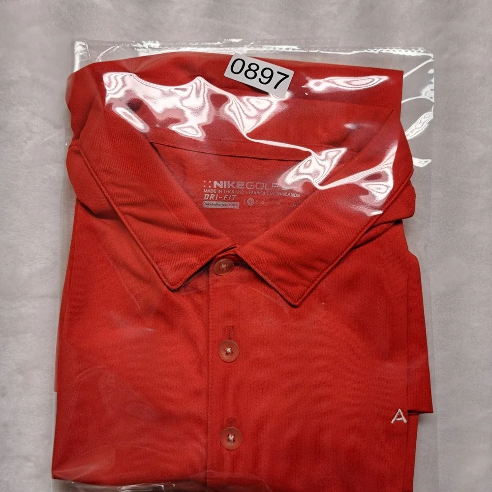 Nike Golf Polo Shirt Mens XL Red Excellent Acura Logo Dri-FIT Short Sleeve