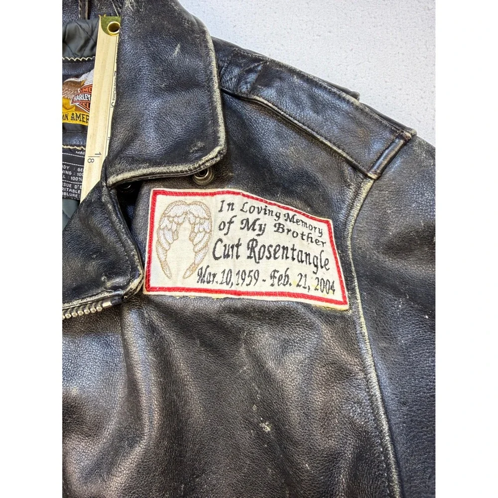Harley Davidson Leather Jacket Mens M Black Biker Distressed Vintage CA03402 USA