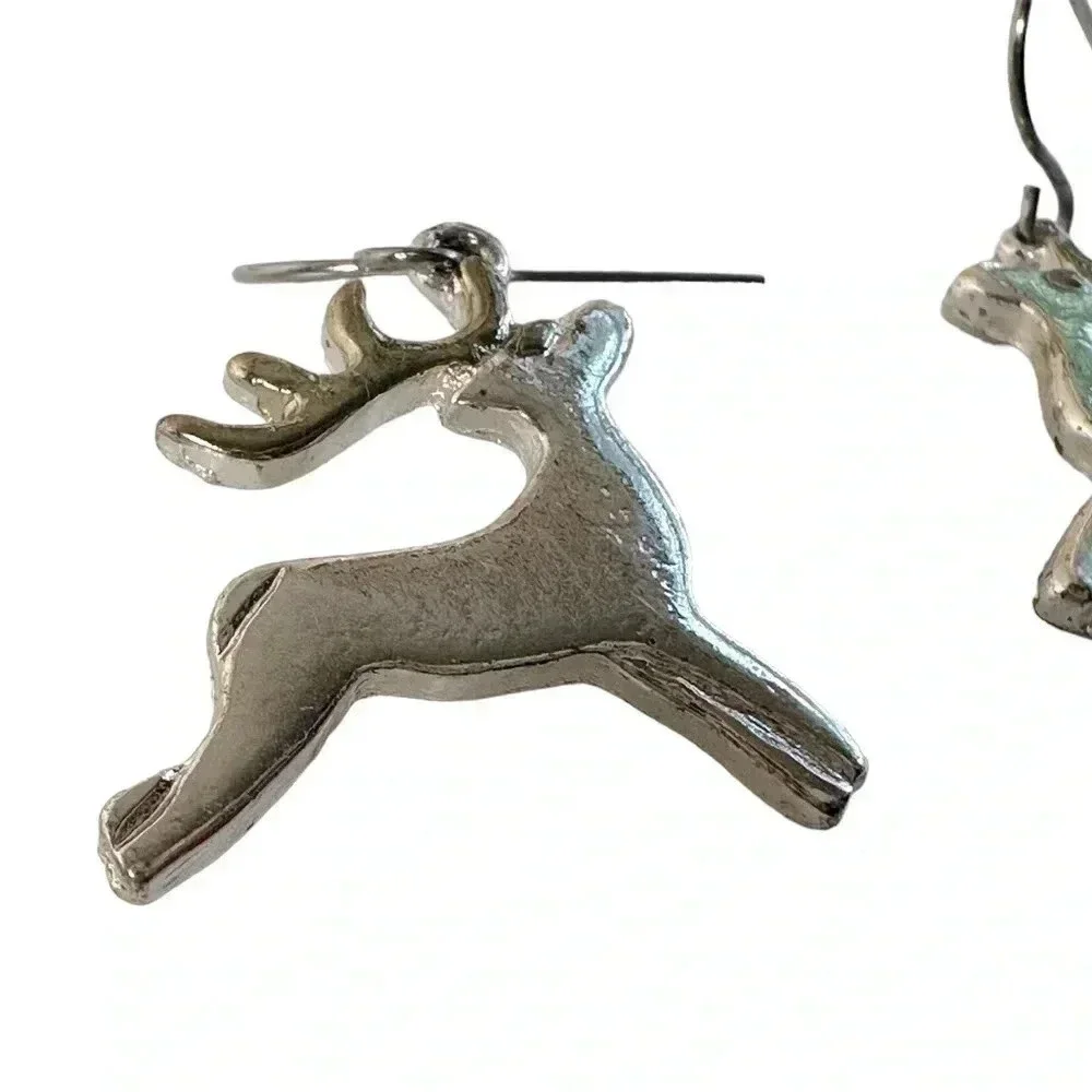 Gold and silver reindeer fishhook earrings women’s jewelry winter Christmas deer
