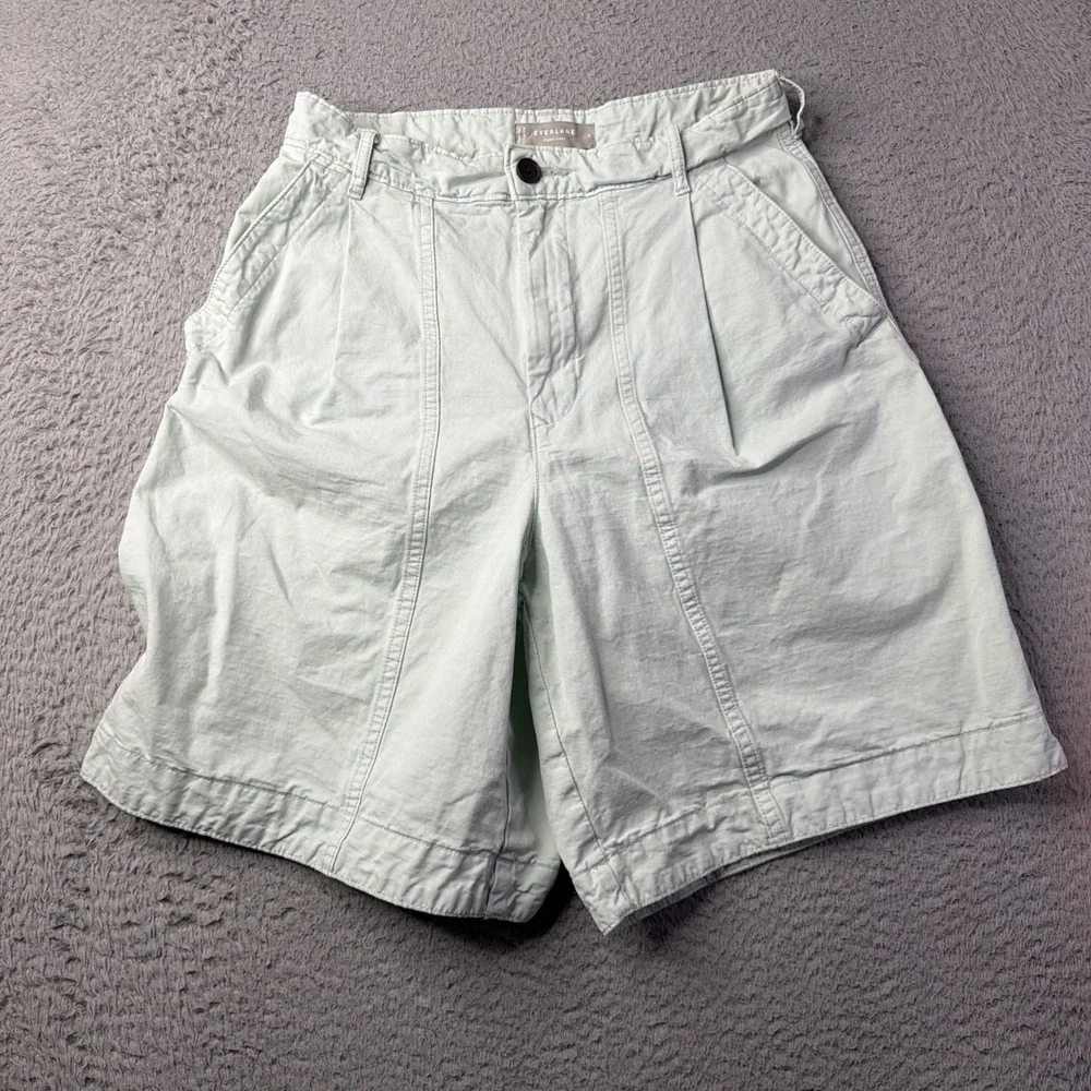 Everlane 4 Tourist Shorts Ice Blue High Rise Rolled Hem Summer Travel Comfort