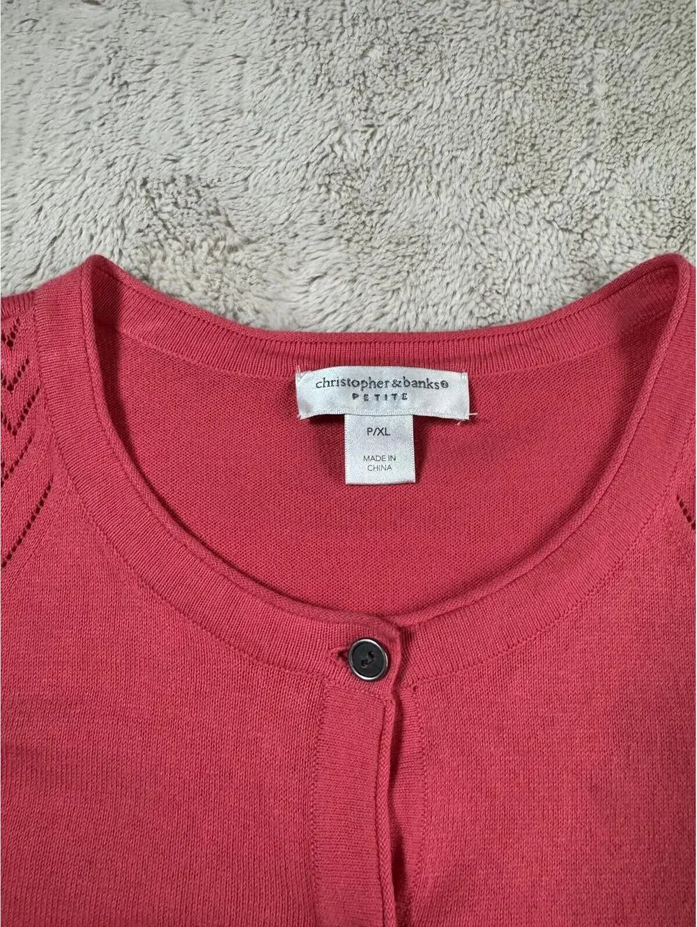 Christopher &‎ Banks Pink Button-Up Cardigan Sweater PXL