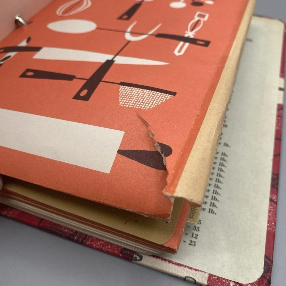 Vintage 60s My Recipe Book 3-Ring Binder Envelopes‎ Clipped Recipes Mid Century