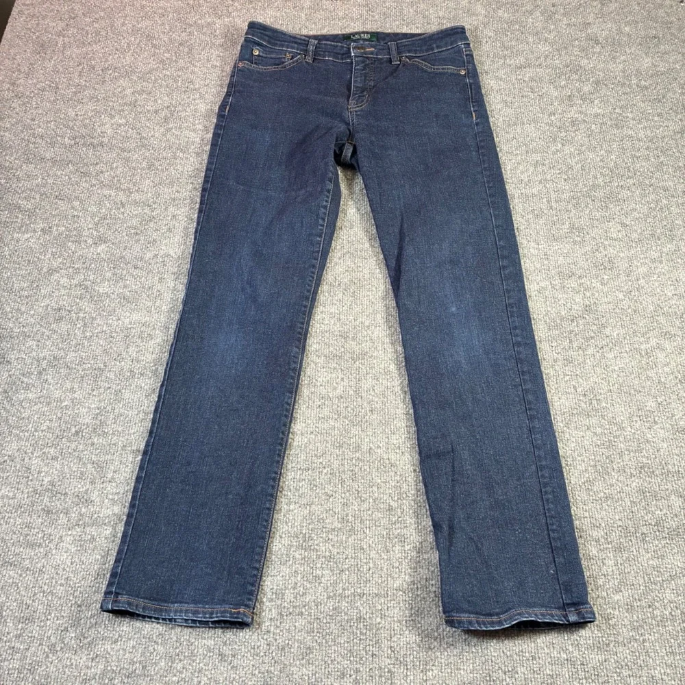 Lauren‎ Ralph Lauren Curvy Straight Jeans Womens 6 Dark Wash Blue Denim
