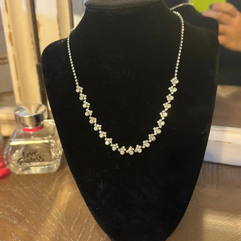 Charming Charlie silver diamond costume necklace