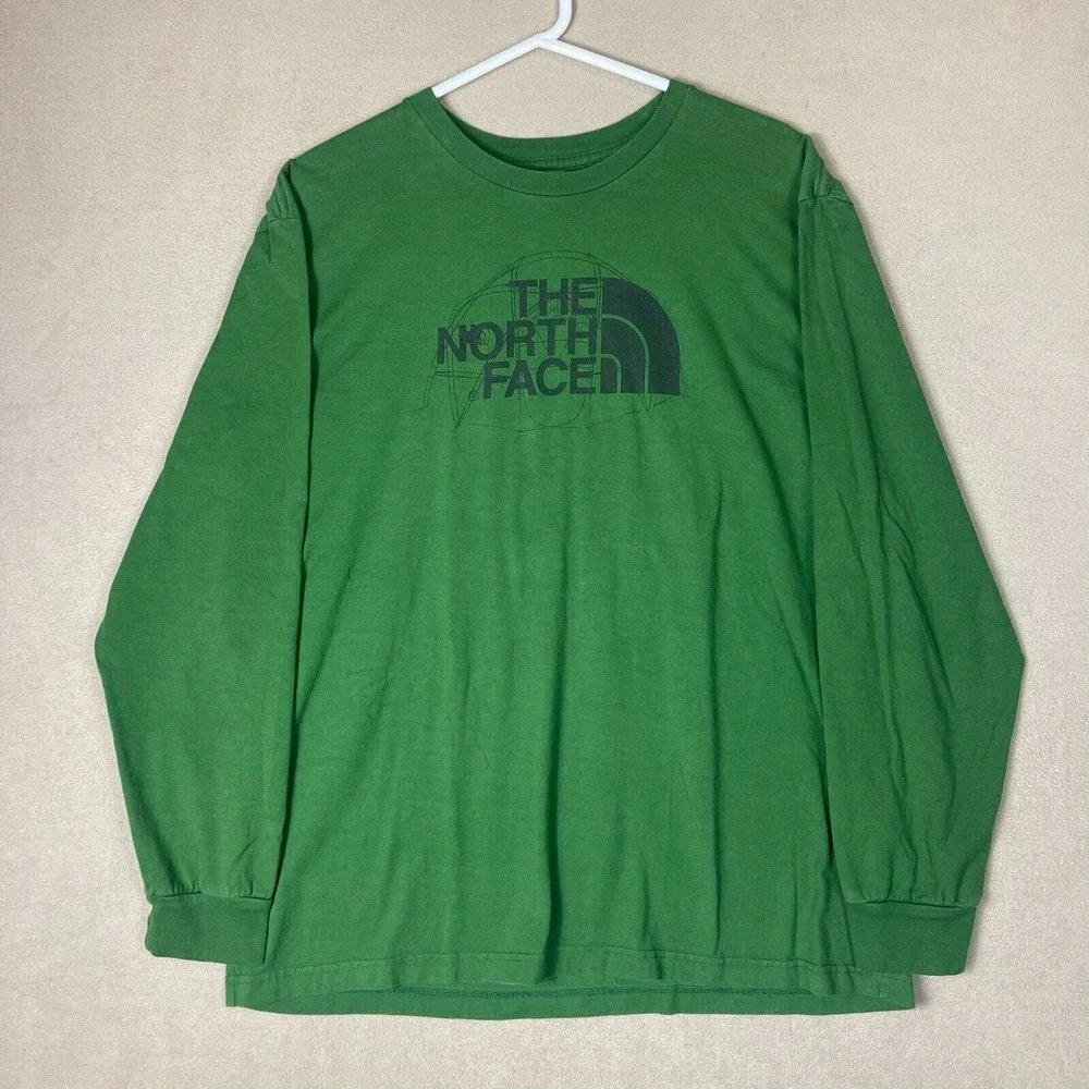 The North Face Shirt Adult Extra Large Green Logo Long Sleeve Pullover‎ Mens