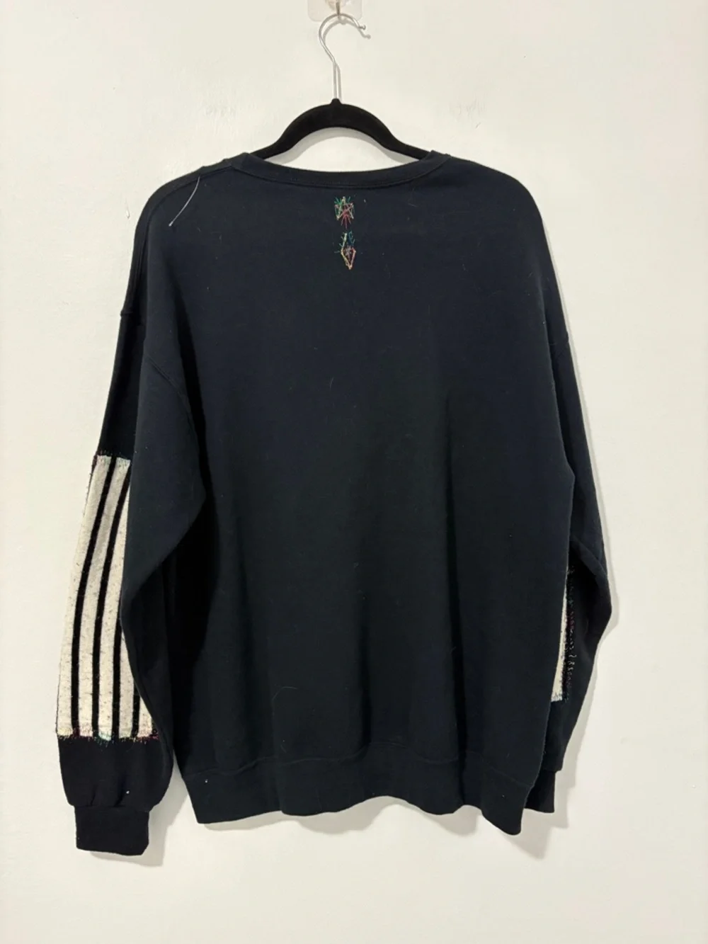 Embroidered Alien Galaxy Universe Crewneck Sweater in black