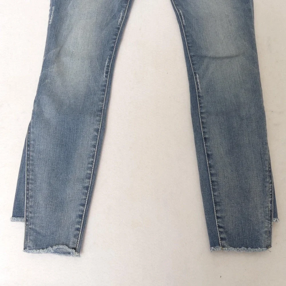 Frame Le High Skinny‎ Jeans Womens 26 Blue Brummel Distressed Raw Hem Made USA