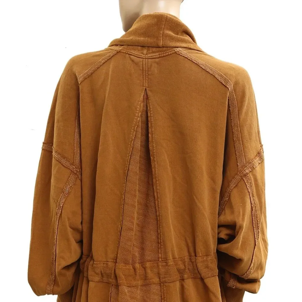 Free People Boothbay Sweatshirt Jacket Cardi Top Ventilated Oversized XS 283804