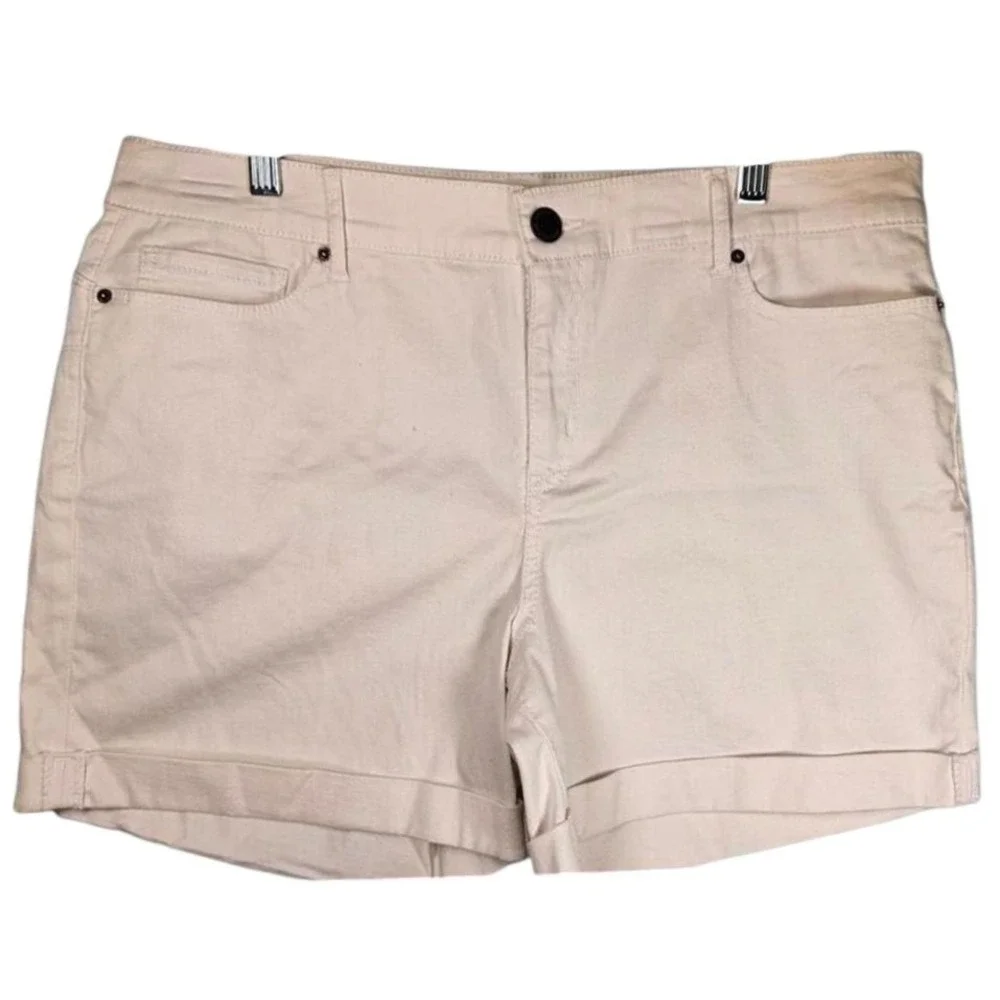 Juicy Couture Womens White Cuffed Denim Shorts‎ Size 16 Stretch Cotton Summer