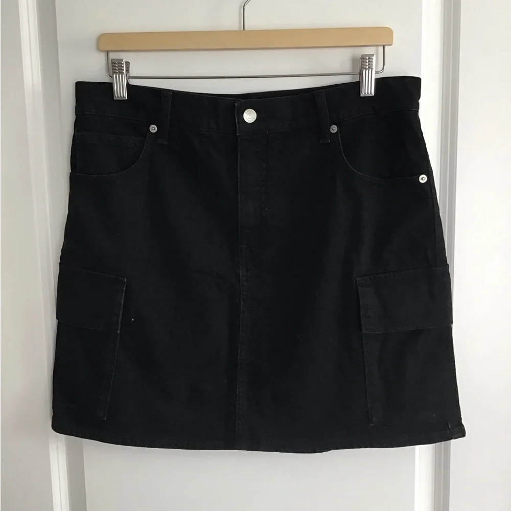 Banana Republic Denim‎ Mini Skirt Women Size 12 Black Pockets Casual Cargo NWT