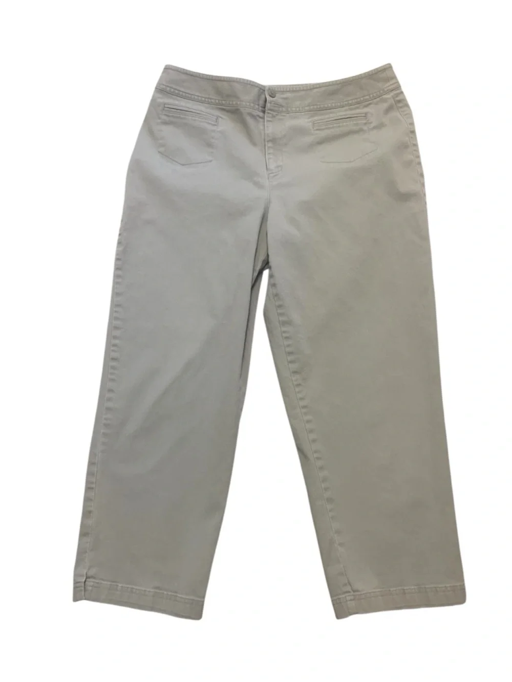 Rafaella Petites 14P Beige Khaki Cropped Pants Cotton Blend Mid Rise Comfort