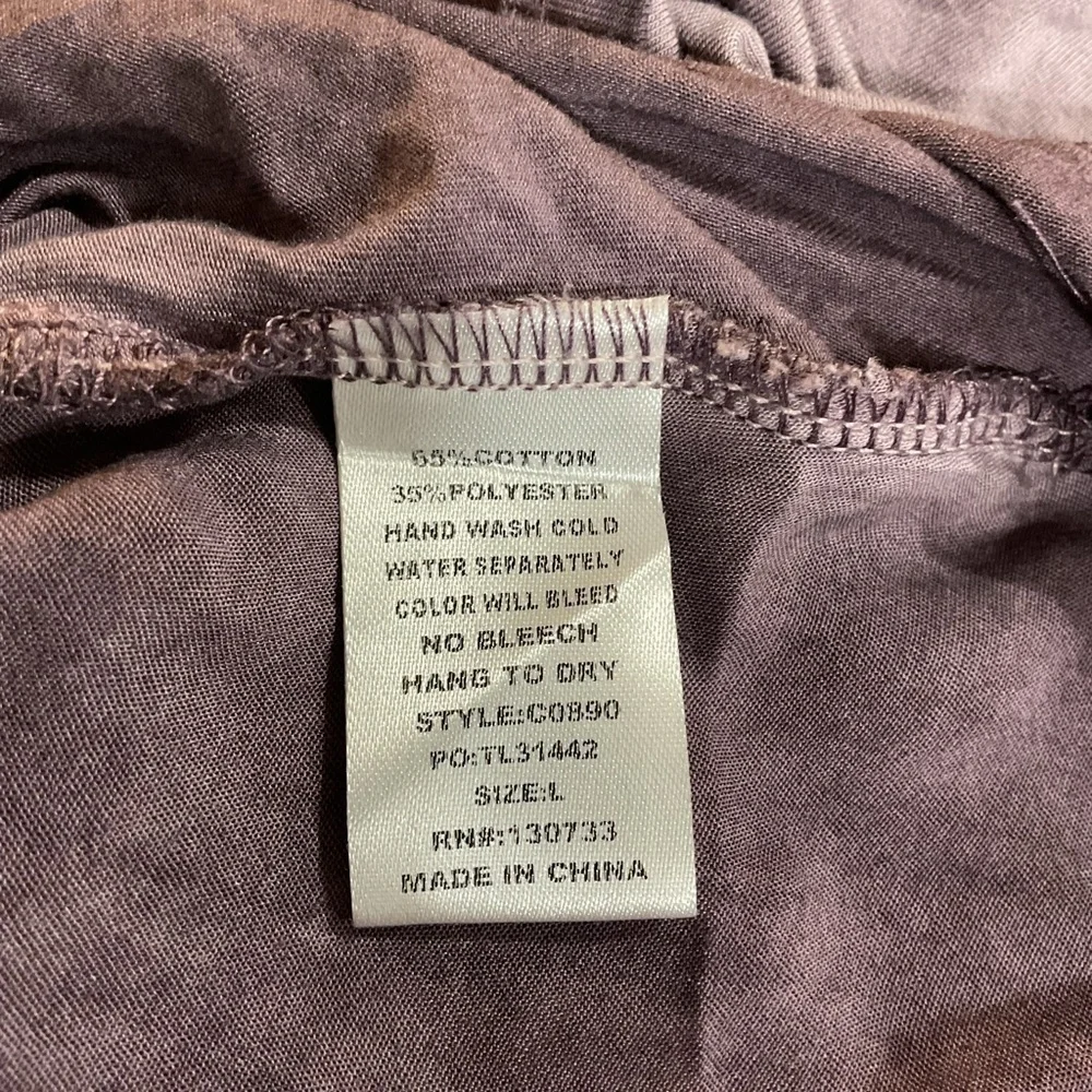 Umgee Mineral Wash Long Sleeve Pullover, Twist Front, Light Purple Top