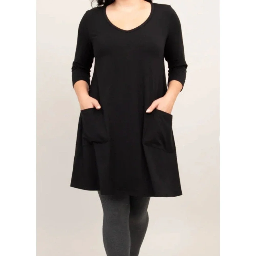Womens Oversized Tunic 1X Bamboo Organic Cotton Stretch‎ Pockets Layer Lagenlook