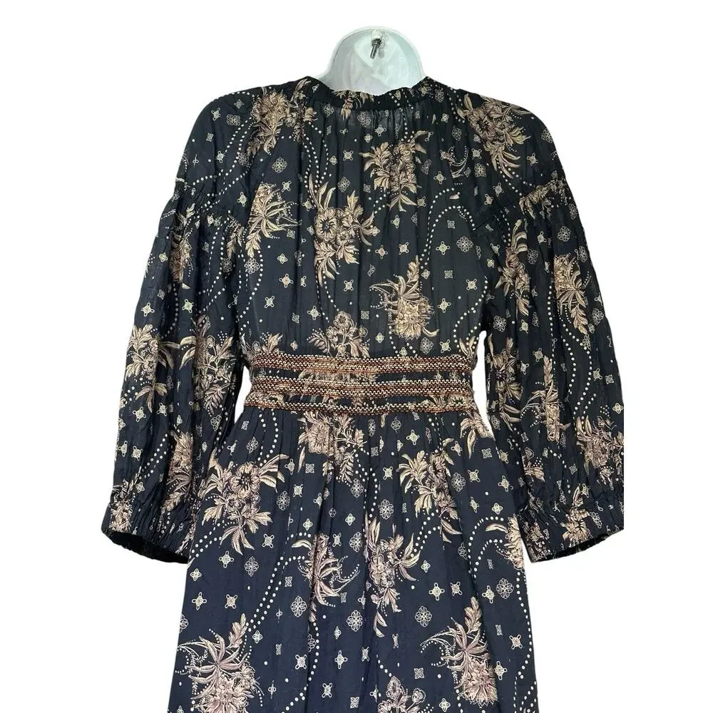 Free People Golden Hour Smocked Bodice Maxi Dress Size S