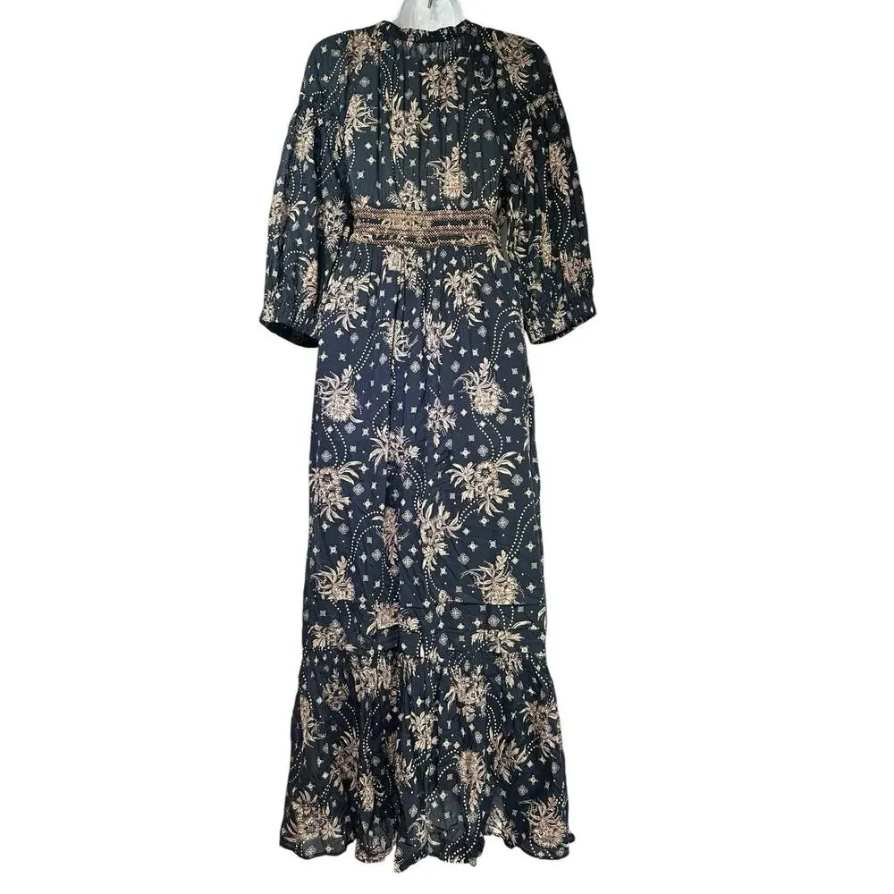Free People Golden Hour Smocked Bodice Maxi Dress Size S