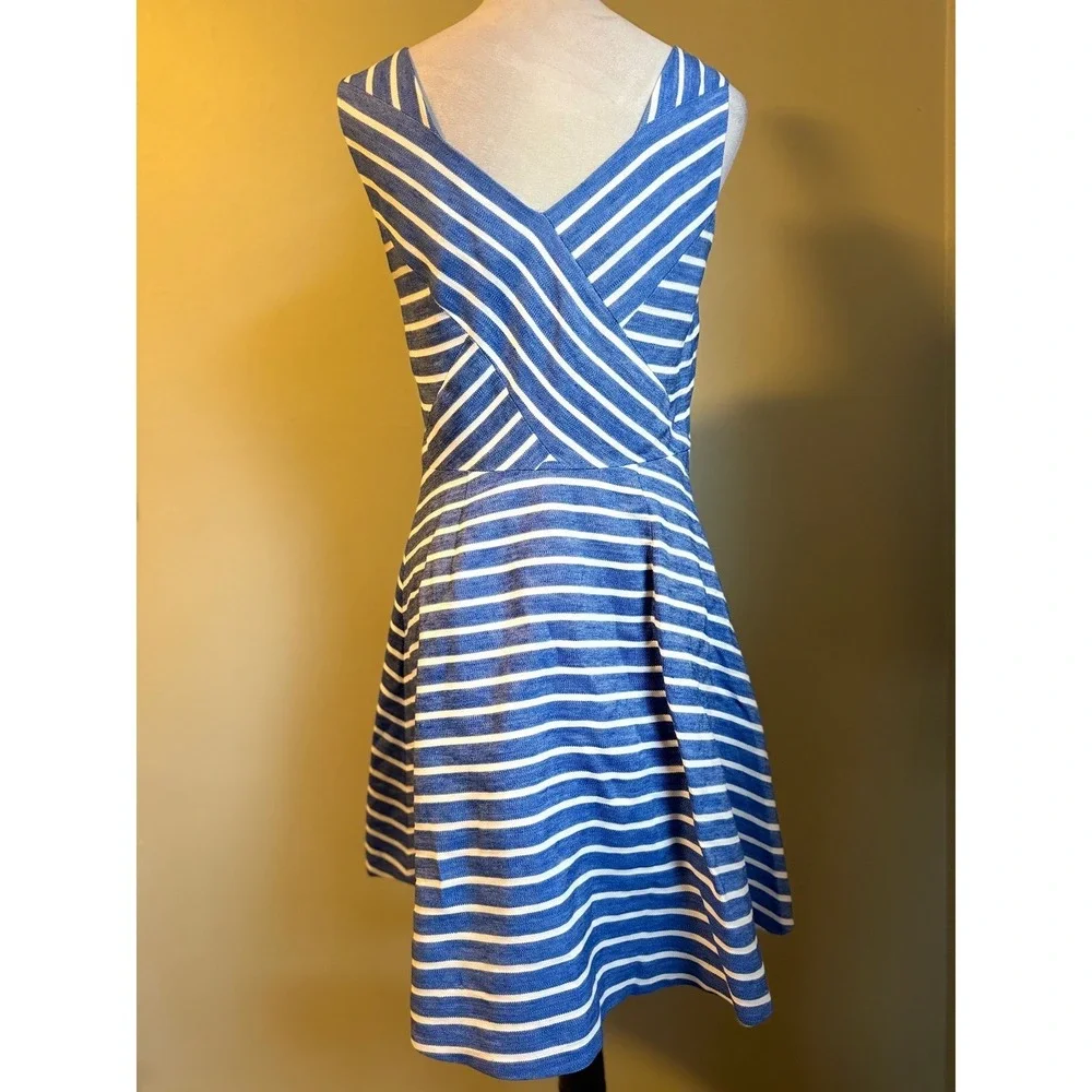 Vineyard Vines Cotton Linen Stripe Dress Blue White costal 8‎ nautical preppy