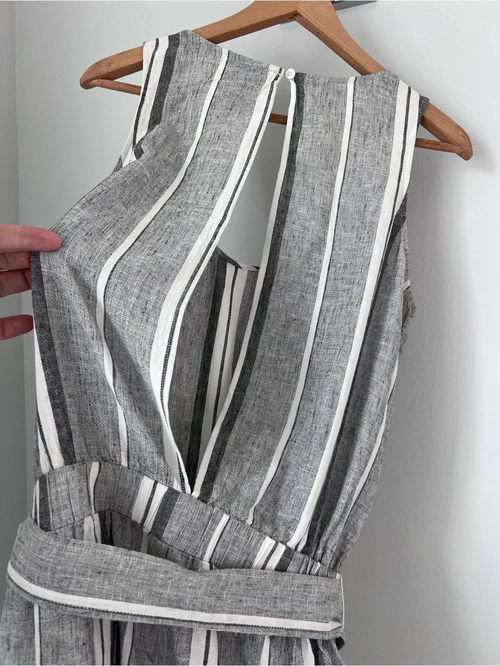 cloth & stone Blue and White Striped Sleeveless Tie-Waist Jumpsuit