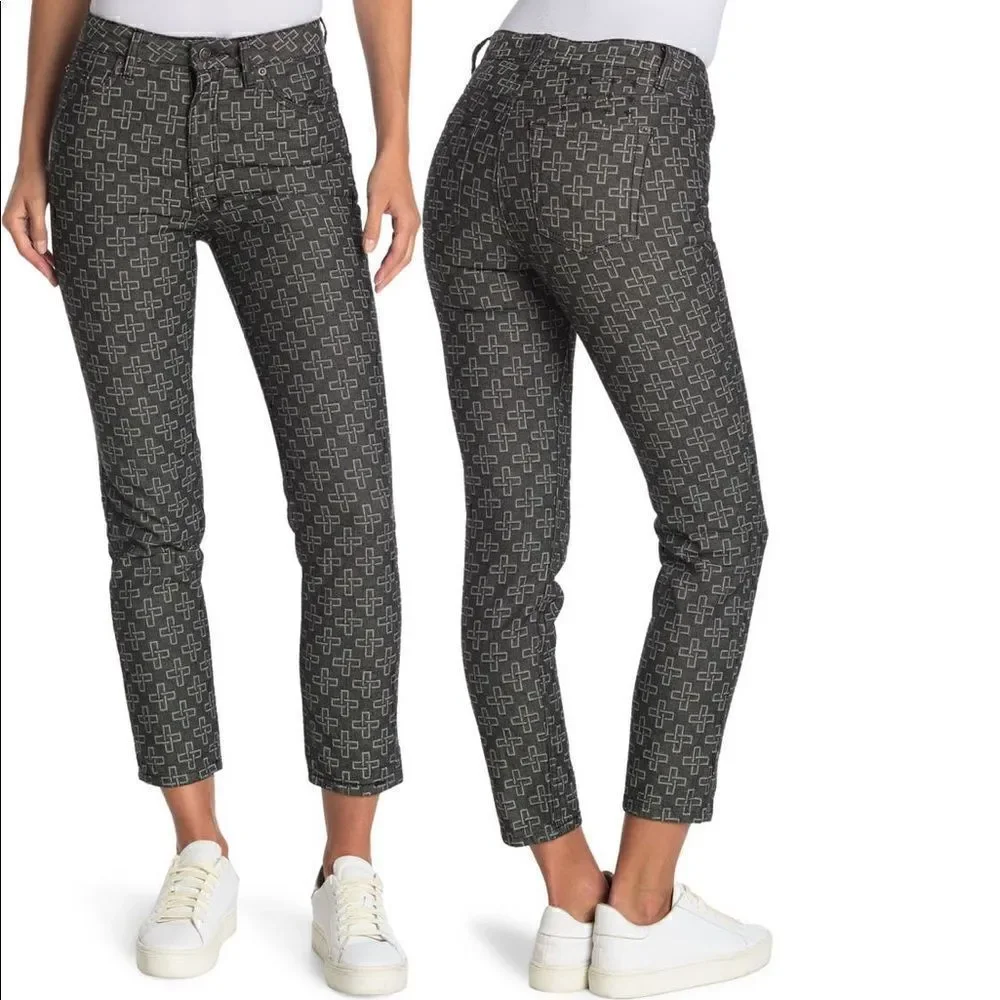 Ksubi Women’s slim pin monogram cropped ankle pants size 24, NWT