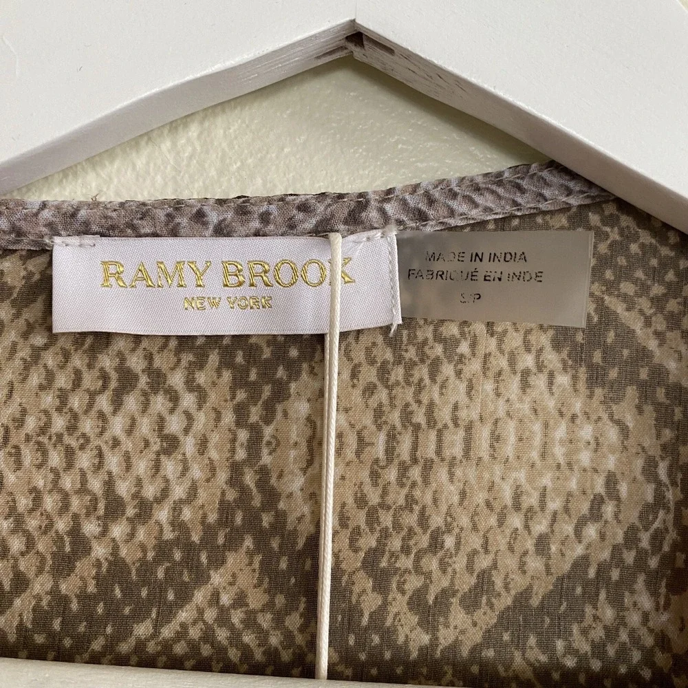 Ramy Brook Snakeskin Boho Embellished Maxi Dress Cover-Up Brown Size S Glam‎