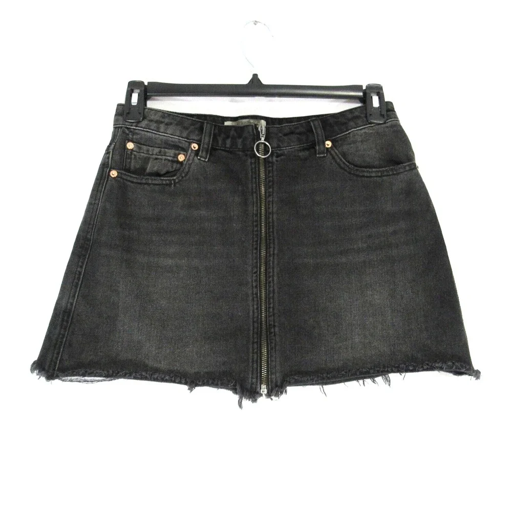 Free People Miniskirt Size 28 Haven Denim Mini Fray Distress Cut Off‎ Zip Front