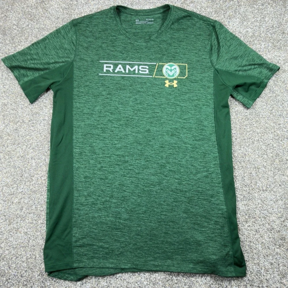 Under Armour Men XL Colorado State Rams HeatGear Green Heather T-Shirt UM0698‎