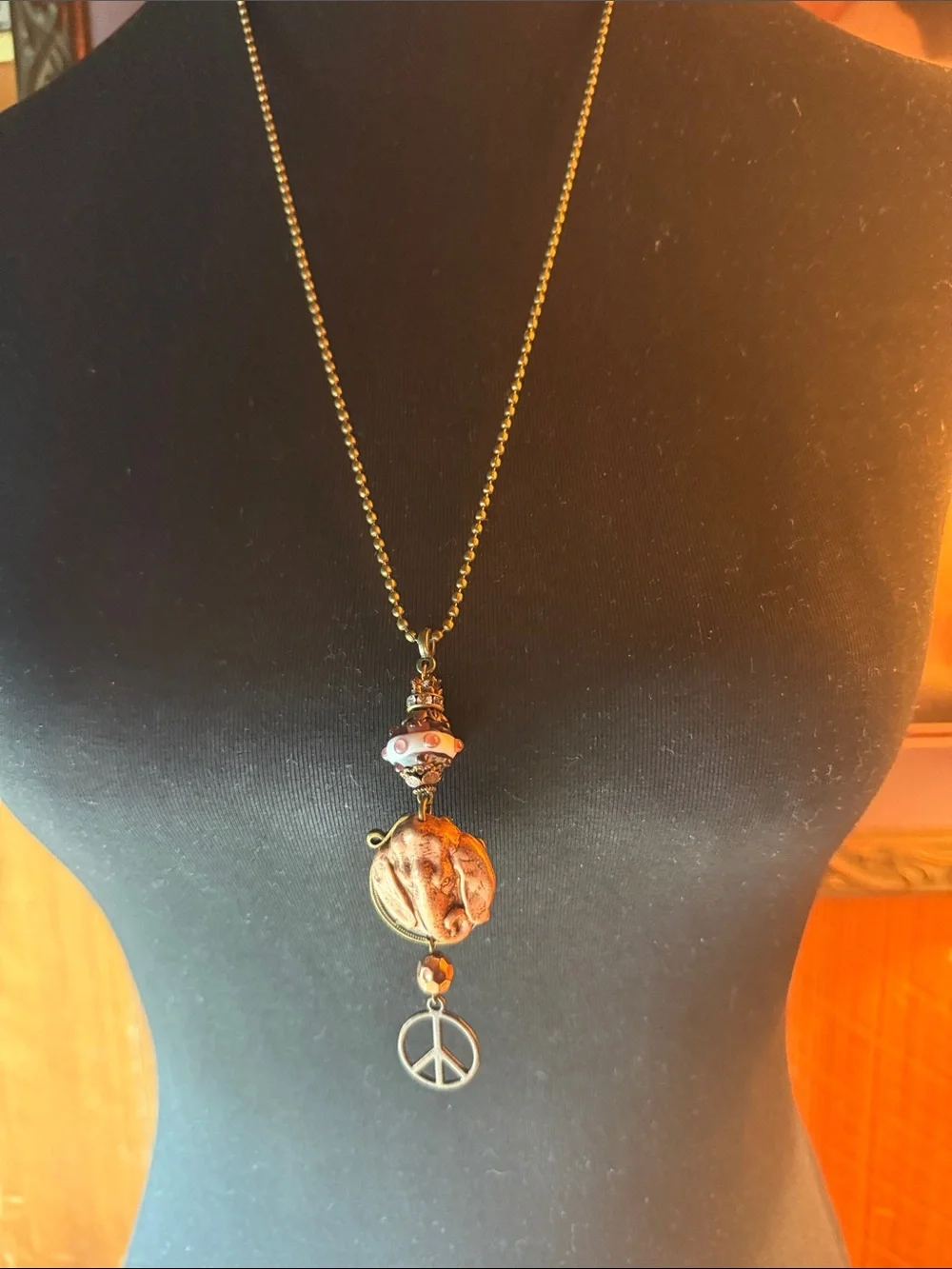 Boho Copper Peace Pendant Necklace - Women Jewelry