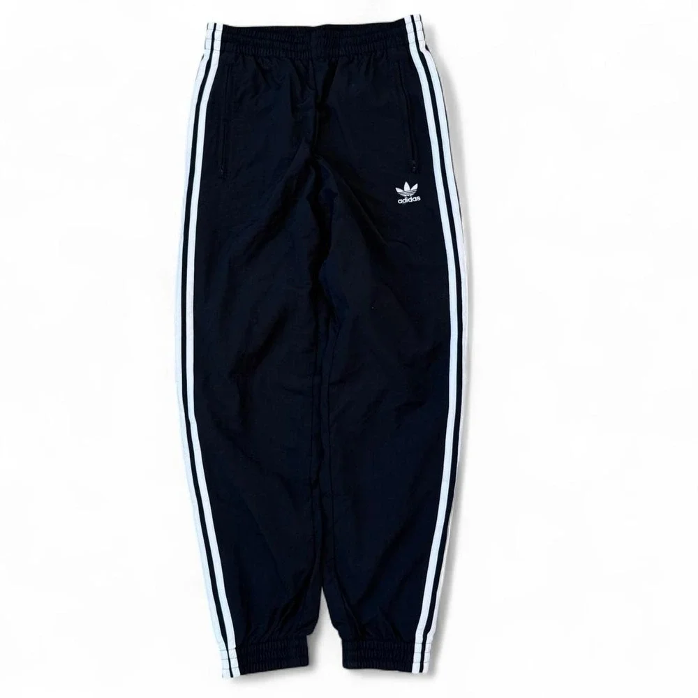 Adidas Black Woven Firebird Striped Sweatpants Men's Size Small Elastic Waist