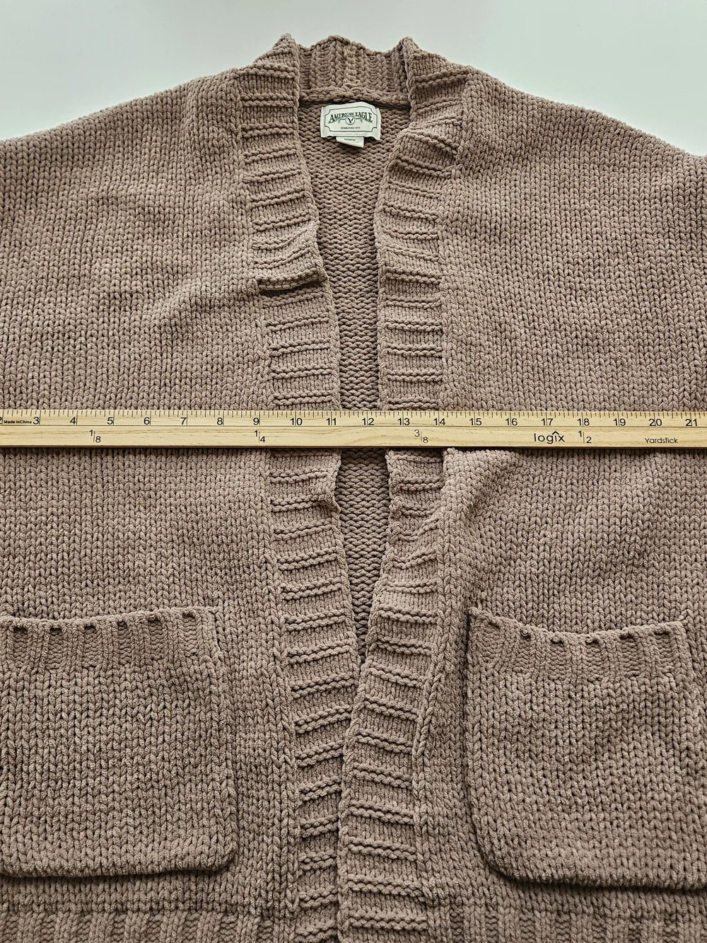 American Eagle Brown Knit Oversized Cardigan Womens M Chunky Balloon Granola