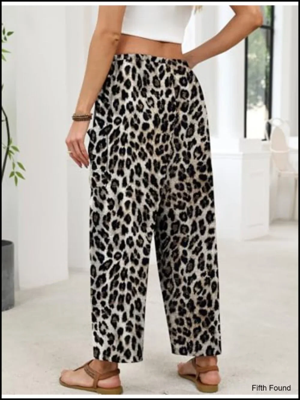 Wide Leg Palazzo Pants with Pockets Elastic Waist Trousers Summer Beach Outfits
