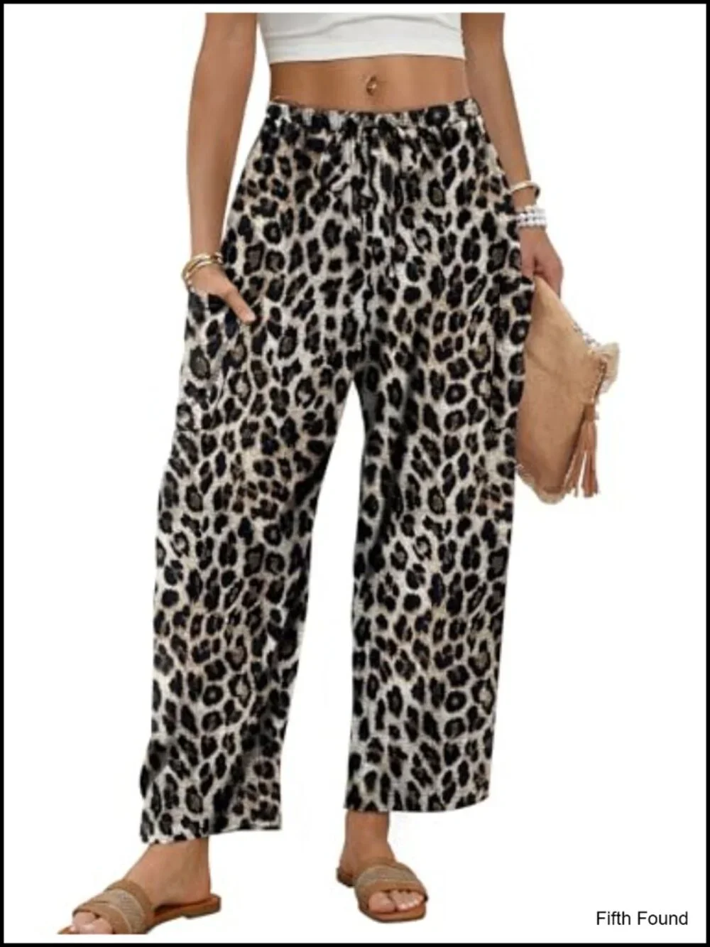 Wide Leg Palazzo Pants with Pockets Elastic Waist Trousers Summer Beach Outfits