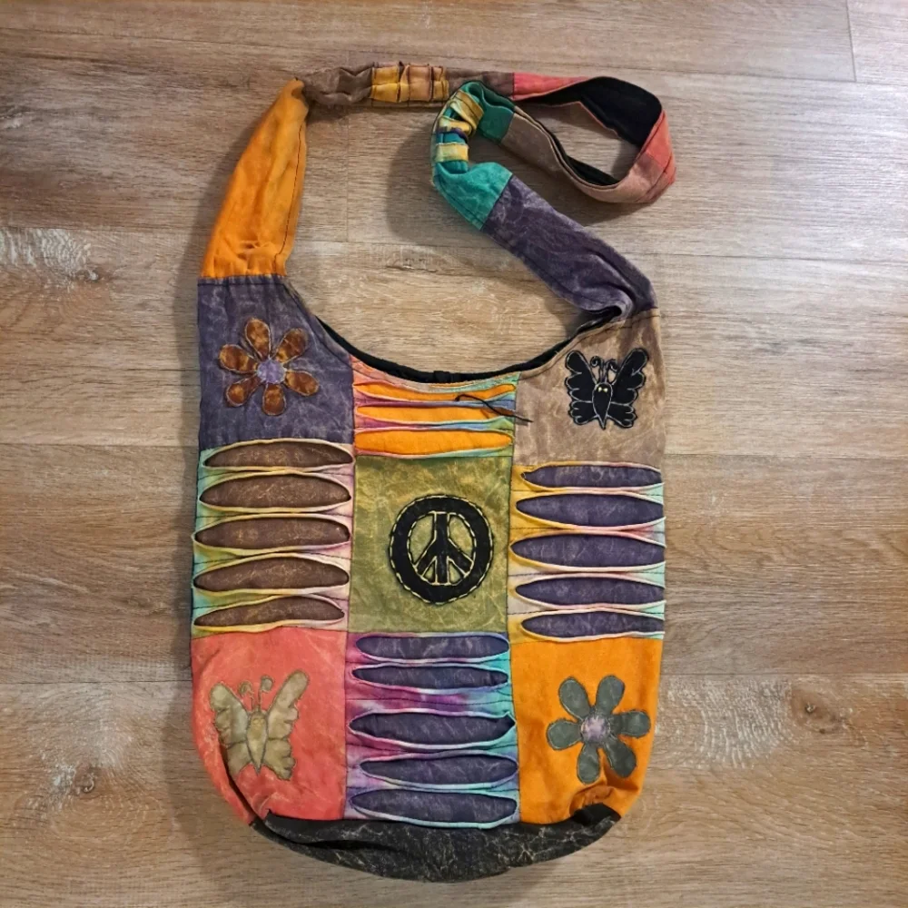 Hippie Boho Multicolored Patchwork Shoulder Crossbody Fabric Bag
