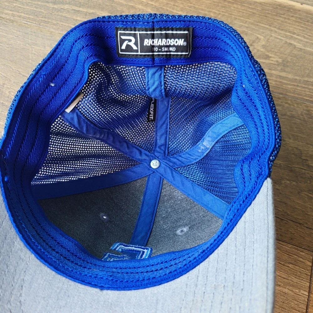 Richardson 110 Flexfit Trucker Hat Grey Blue Vikings G Logo Snapback Cap SM/MD