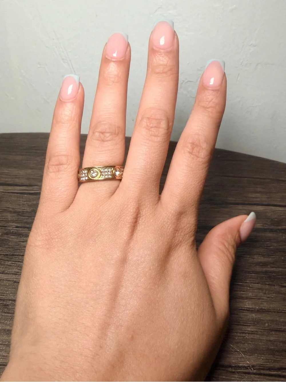 Gold Crystal Accent Women's Band Ring - Gold Color
