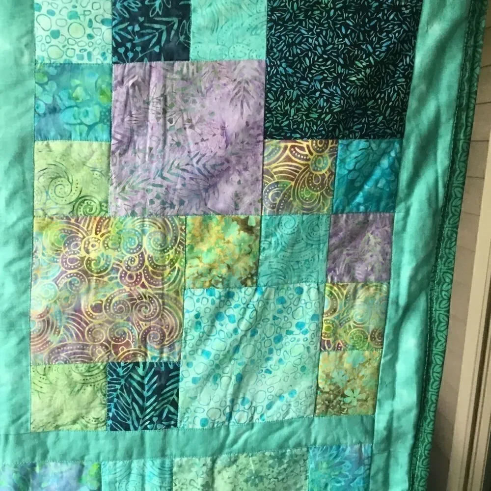 Handmade Quilt Beautiful Aqua Tones