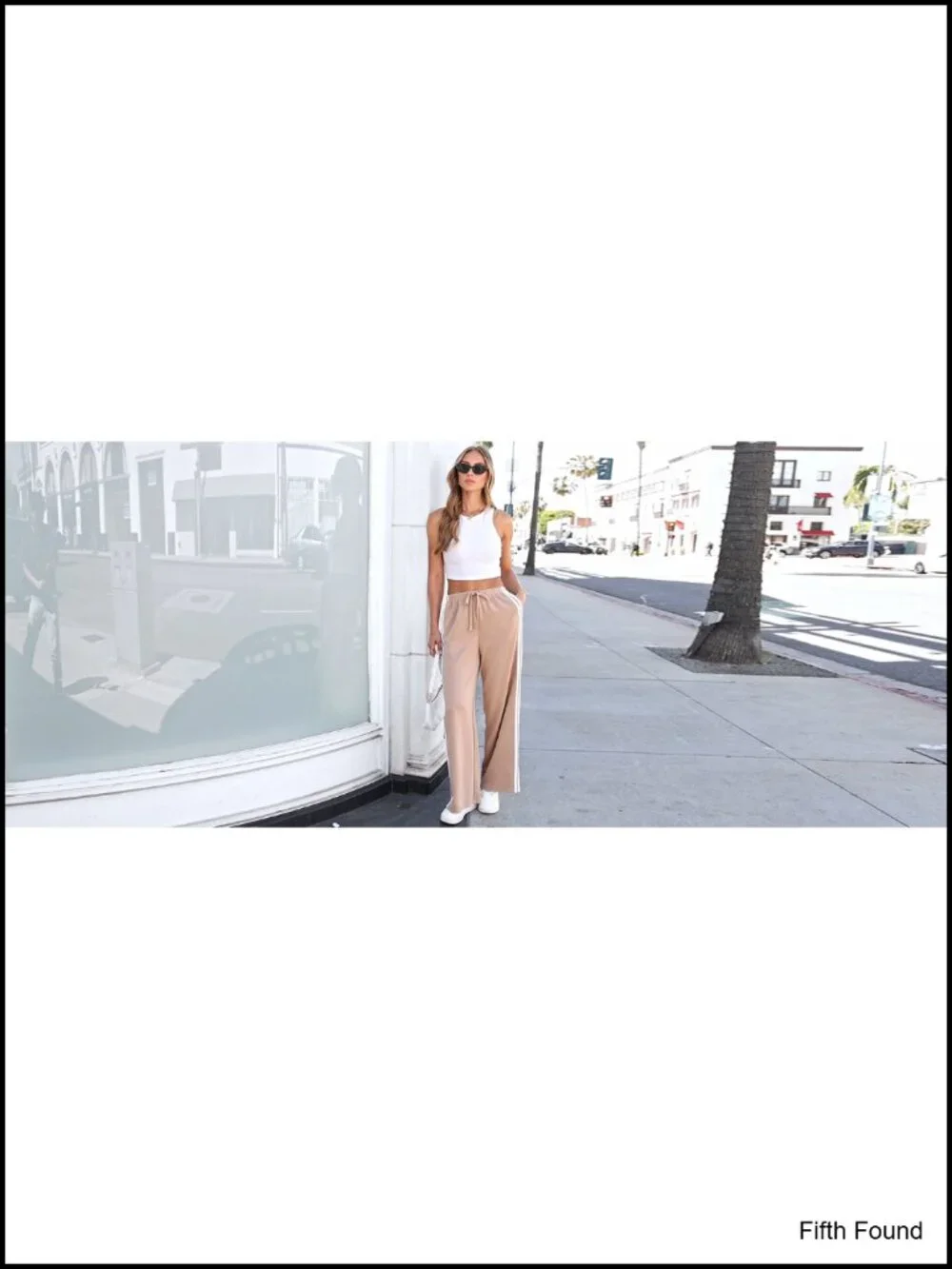 Wide Leg Sweatpants Drawstring Waist Athletic Track Pants with Pockets