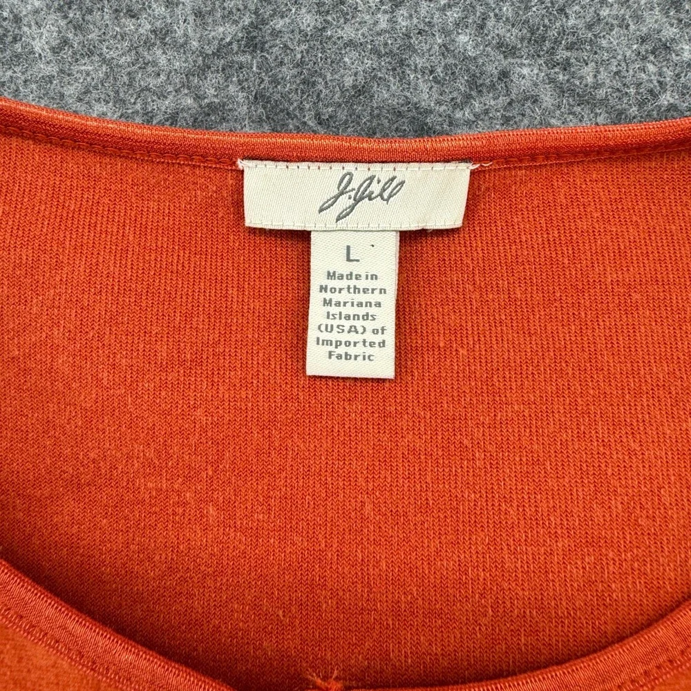 J. Jill Velour Cardigan Womens Large Orange Lace Velvet Trim Button Front Cotton