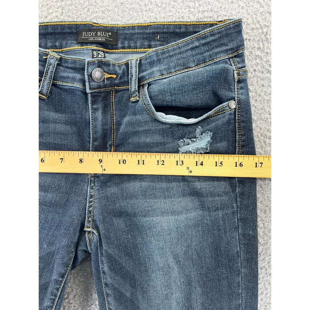 Judy Blue Distressed Dark Wash Mid Rise Slim Fit Jeans | Women's‎ Size 9/29