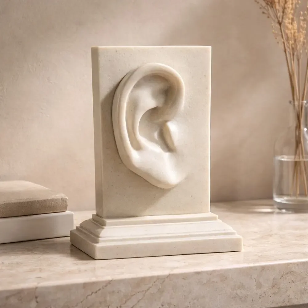 c2c Designs Ear Bookend Vintage Faux Marble Off White‎