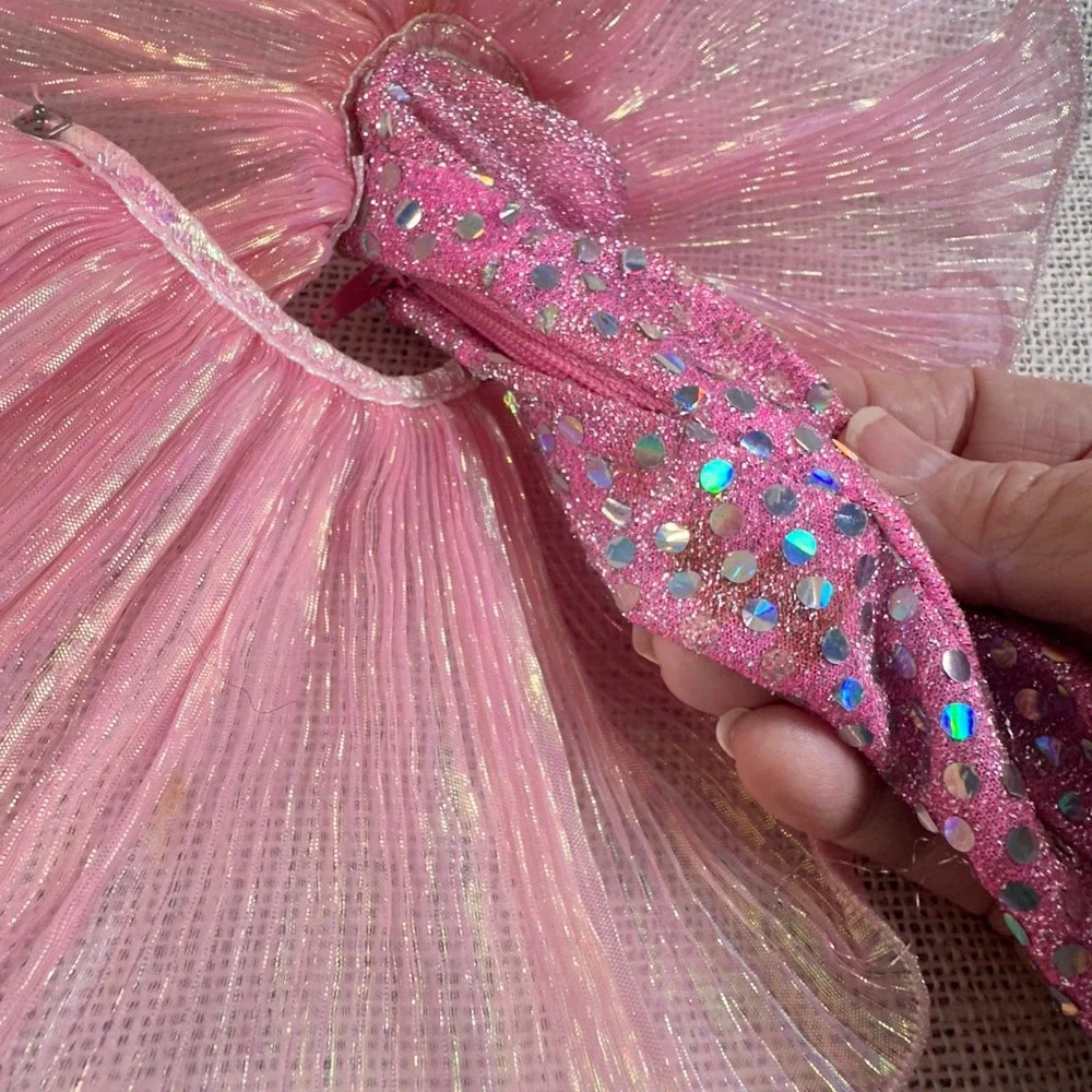 Vintage Barbie Kitty‎ Black Perkins Mattel Pink Iridescent Sequin Gown Dress