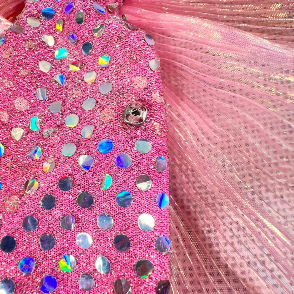 Vintage Barbie Kitty‎ Black Perkins Mattel Pink Iridescent Sequin Gown Dress