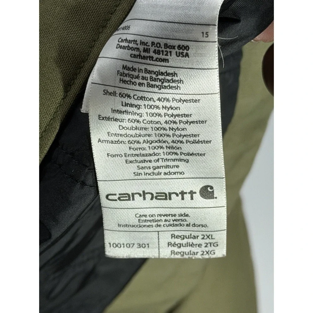 Carhartt Quick Duck Jacket 2XL Moss Green Work Coat 100107‎