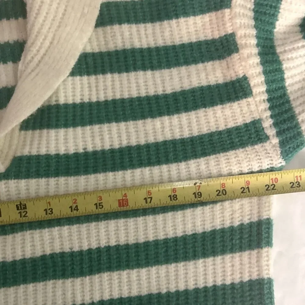 Women’s Green And White Striped Sweater By Sincerely Jules Size L