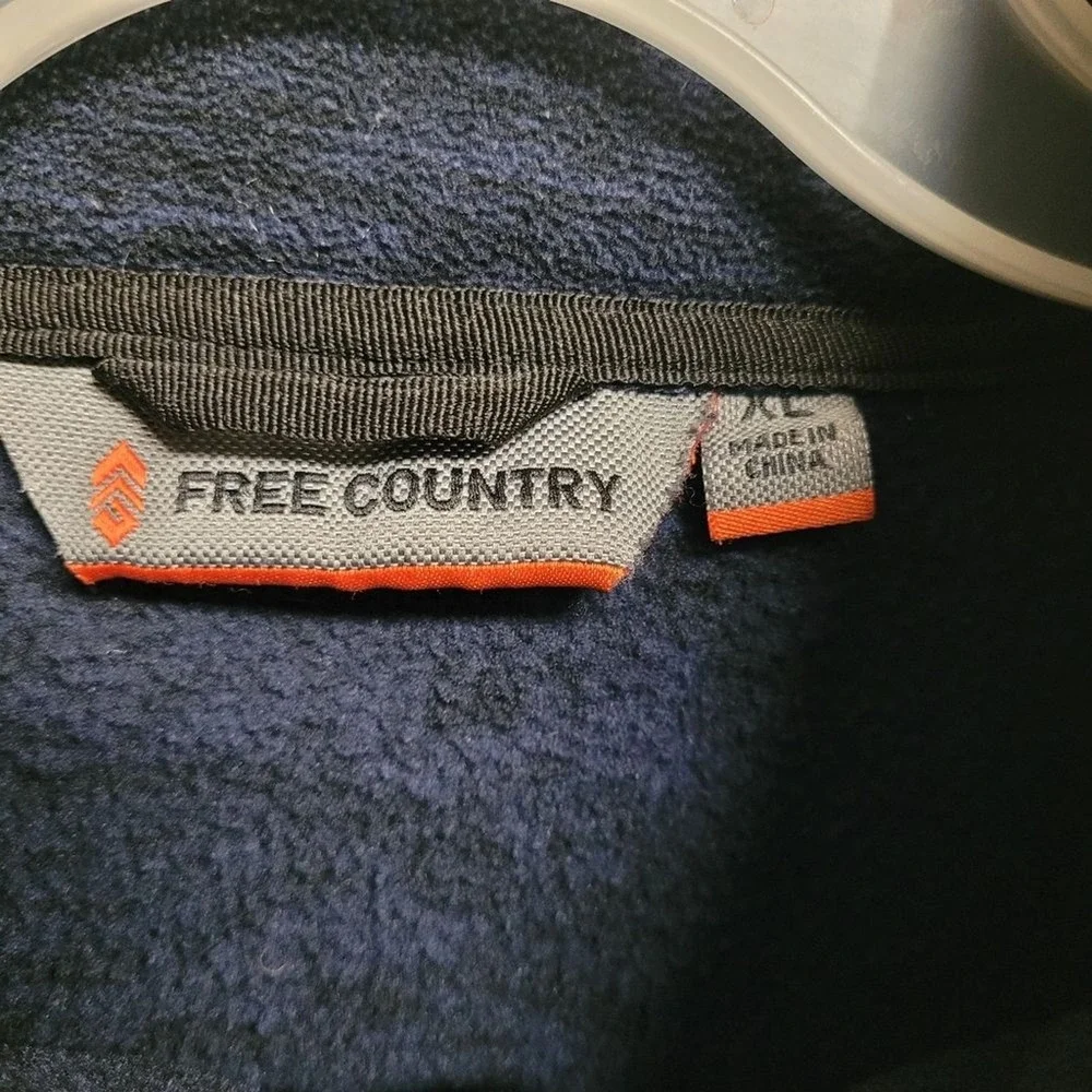 Free Country Navy Blue Mock Neck‎ Full Zip Fleece Jacket Men's Size XL
