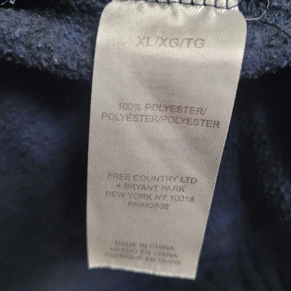 Free Country Navy Blue Mock Neck‎ Full Zip Fleece Jacket Men's Size XL