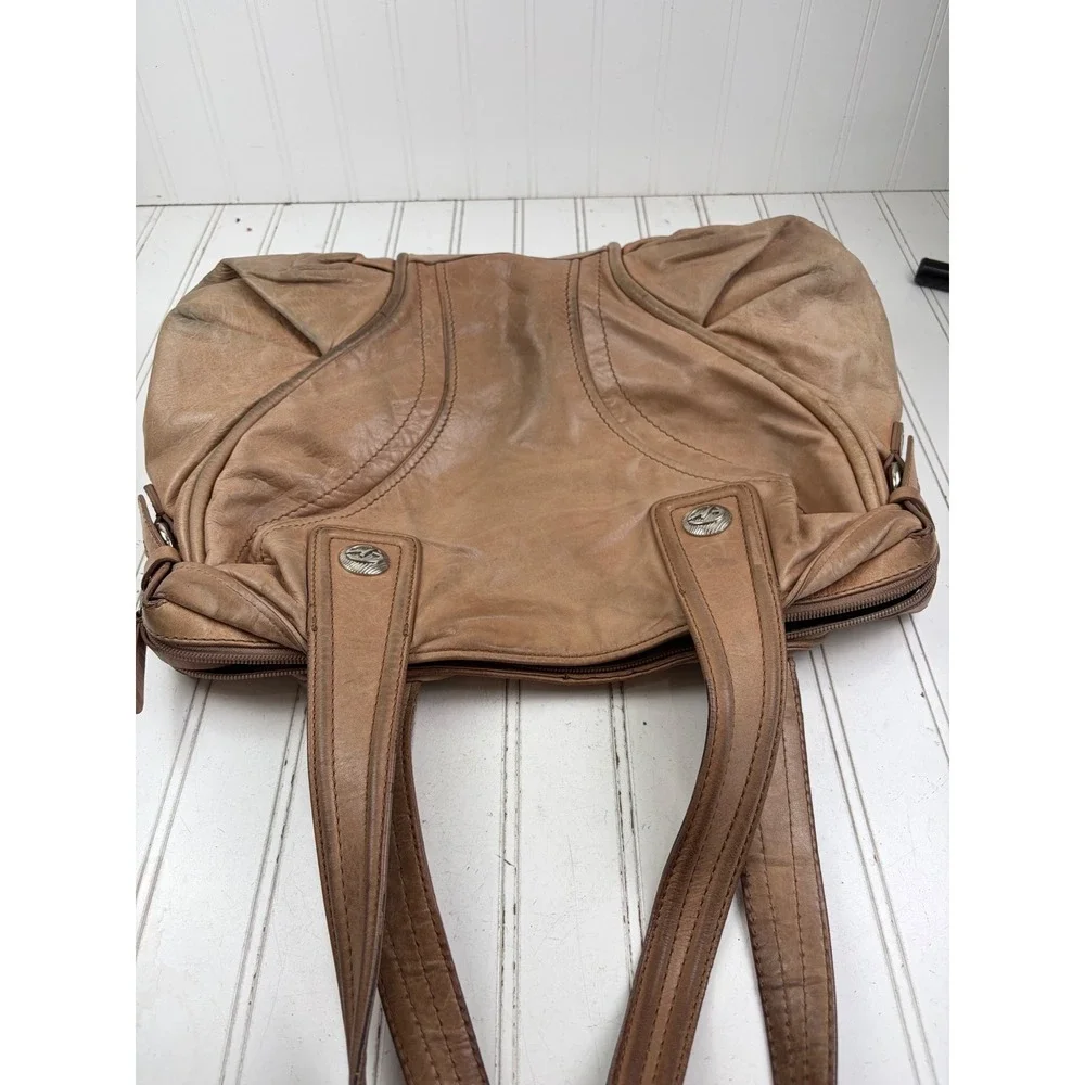 Francesco Biasia Vintage Y2K Large Beige Leather Slouchy Hobo Shoulder Bag