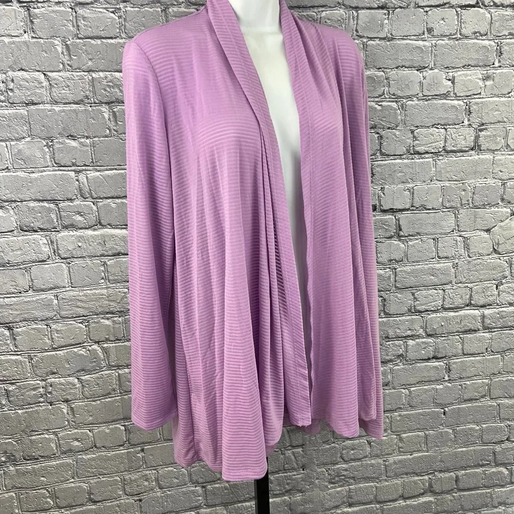 Gibson x Living‎ in Yellow Claire Ribbed Cardigan Purple