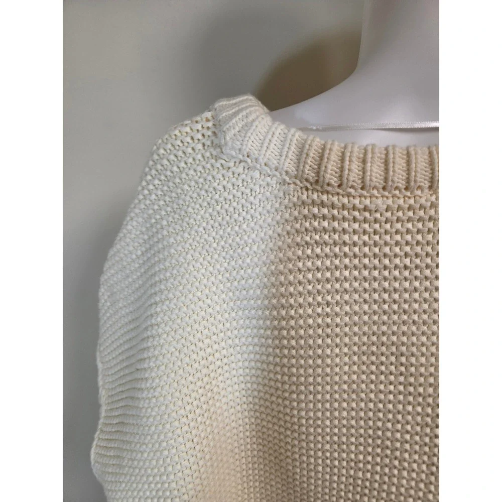 Free People Womens Cream‎ Cable Knit Oversized  Sweater Large OB1343351